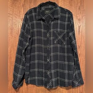Black Plaid Button-Up Shirt